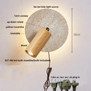 GobekUsa Yellow Travertine LED Wall Sconce with Nordic Modern Glass Design