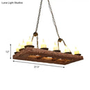 GobekUsa Yellow Wood Island Pendant Light with 14 Bulbs - Warehouse Style