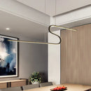 GobekUsa Z-Shaped Linear Island Light Metallic Pendant with Warm/White LED, for Dining Room and Kitchen, in Black/White