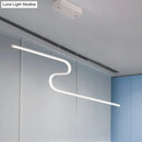 GobekUsa Z-Shaped Linear Island Light Metallic Pendant with Warm/White LED, for Dining Room and Kitchen, in Black/White