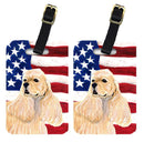 USA American Flag with Cocker Spaniel Luggage Tag