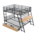 Full Size Bunk Bed With Built In Desk, Light, And 2 Drawers - Black by HouseOfZazla