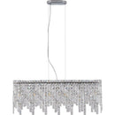Silver Elegant Oval Crystal Chandelier, Modern Ceiling Light Fixture with Reflective Hanging Crystals for Dining Room, Living Room, and FoyerS (Bulbs Not Included)