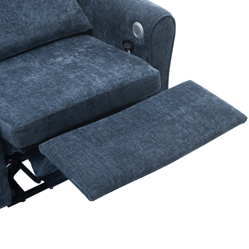 2-in-1 Sofa 82' Three-seater Sofa with Sofa Bed and Reversible Recliner, Blue Chenille