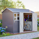 8'x6' Large Steel Storage Shed with Window, Lockable Doors & Sloped Roof, Heavy Duty Outdoor Tool Shed for Garden, Patio, Backyard, Lawn - Dark Gray by Montret