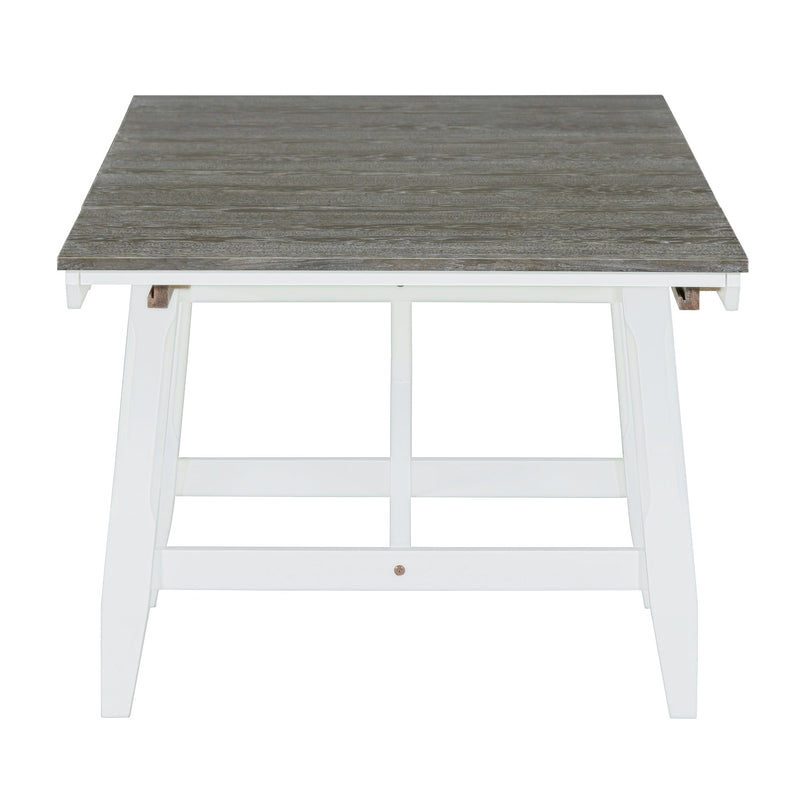 6-Piece Classic Dining Table Set, Rectangular Extendable Dining Table with two 12"W Removable Leaves and 4 Upholstered Chairs & 1 Bench for Dining Room (Brown+White)