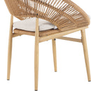 Cyril Outdoor Wicker Papasan Style Dining Chair with Teak Finished Legs - Set of 2