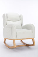 Teddy Fabric Rocking Chair With Packet Wood Legs - Ivory by HouseOfZazla