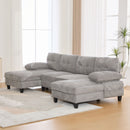 U-Shaped Sectional Sofa 103.5" Fabric Couch With Dual Chaise Lounges, Storage Pockets, Armrest Pillows by Unique Piece Furniture