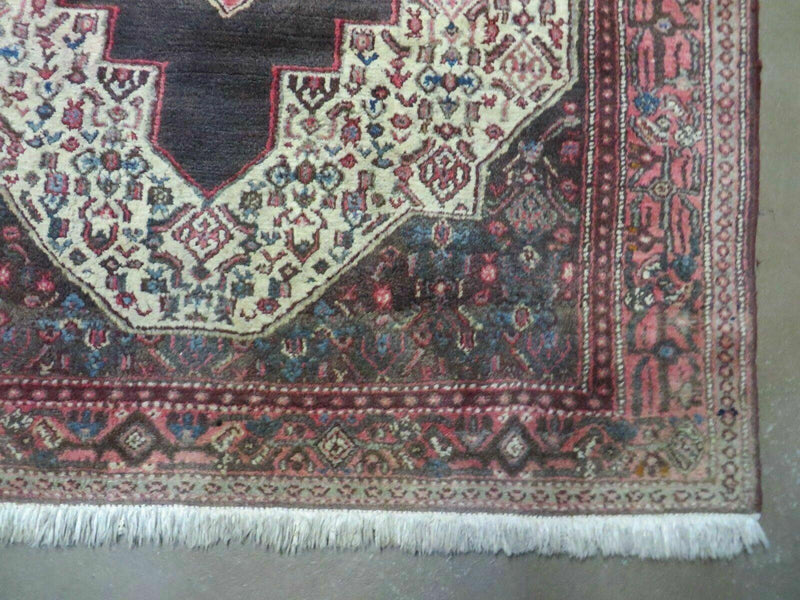 4' X 5' Antique Handmade India Floral Oriental Wool Rug Brown Vegetable Dyes