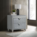 Delacroix - 2 Drawer Nightstand With Felt Lined Top Drawer - Silver by HouseOfZazla