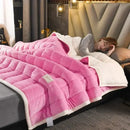 GobekUsa Cozy Flannel Fleece Lambswool Blanket - 3 Layers, Warm & Soft for Bed.