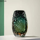 GobekUsa Deep Green Glass Vase: Elegant Hydroponics Floral Table Decoration