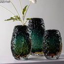 GobekUsa Deep Green Glass Vase: Elegant Hydroponics Floral Table Decoration