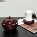 GobekUsa Deep Red Ceramic Apple Ashtray for Home and Office Smoking Accessories