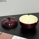GobekUsa Deep Red Ceramic Apple Ashtray for Home and Office Smoking Accessories