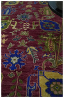 Purple, Green and Blue Hand knotted Traditional Oushak 9x12 wool Area Rug by The Rug Decor