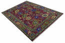 Purple, Green and Blue Hand knotted Traditional Oushak 9x12 wool Area Rug by The Rug Decor