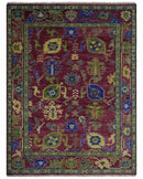 Purple, Green and Blue Hand knotted Traditional Oushak 9x12 wool Area Rug by The Rug Decor