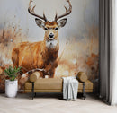Rustic Deer in Woods Wallpaper Mural.