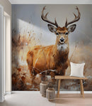 Rustic Deer in Woods Wallpaper Mural.
