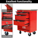 4 Drawers Multifunctional Tool Cart with Wheels,Metal Rolling Tool Cart Storage for Garage Workshop Warehouse Repair Shop--With  Stainless Steel Roof- Red&Black