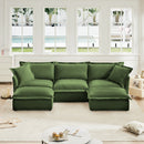 Slipcovered U Shape Sectional Deep Seat Sofa