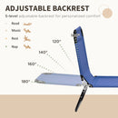 2 Piece Folding Chaise Lounge Pool Chairs, Outdoor Sun Tanning Chairs with 5-Level Reclining Back, Steel Frame for Beach, Yard, Patio, Blue