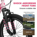 20" Children's Bicycle Shock Absorbing Front Fork 7 Speed V Brakes Mountain Tire Boys And Girls Kids Bike For Outdoor Adventure - Pink