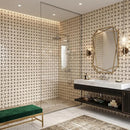 Delicate Beige Polished Basket Weave Marble Mosaics 12x12