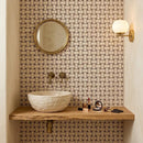 Delicate Beige Polished Basket Weave Marble Mosaics 12x12