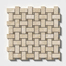 Delicate Beige Polished Basket Weave Marble Mosaics 12x12