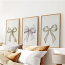 Aesthetic Bow Wall Art Set of 3. Neutral Gallery Set by Wall Art Set