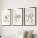 Aesthetic Bow Wall Art Set of 3. Neutral Gallery Set by Wall Art Set
