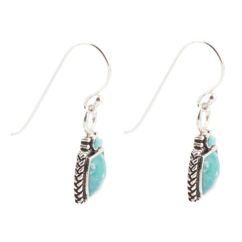 Delicately Detailed Blue Turquoise and Sterling Silver Earrings
