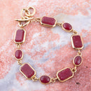 Delicately Red Onyx and Golden Toggle Bracelet