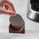 Denim blue & black coasters with espresso puck screen kitchen holder by Decorbites