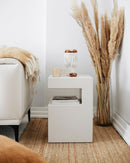 Design Rectangular Side Table with Shelves - (W)13.7" (L)13.7" (H)19.7"