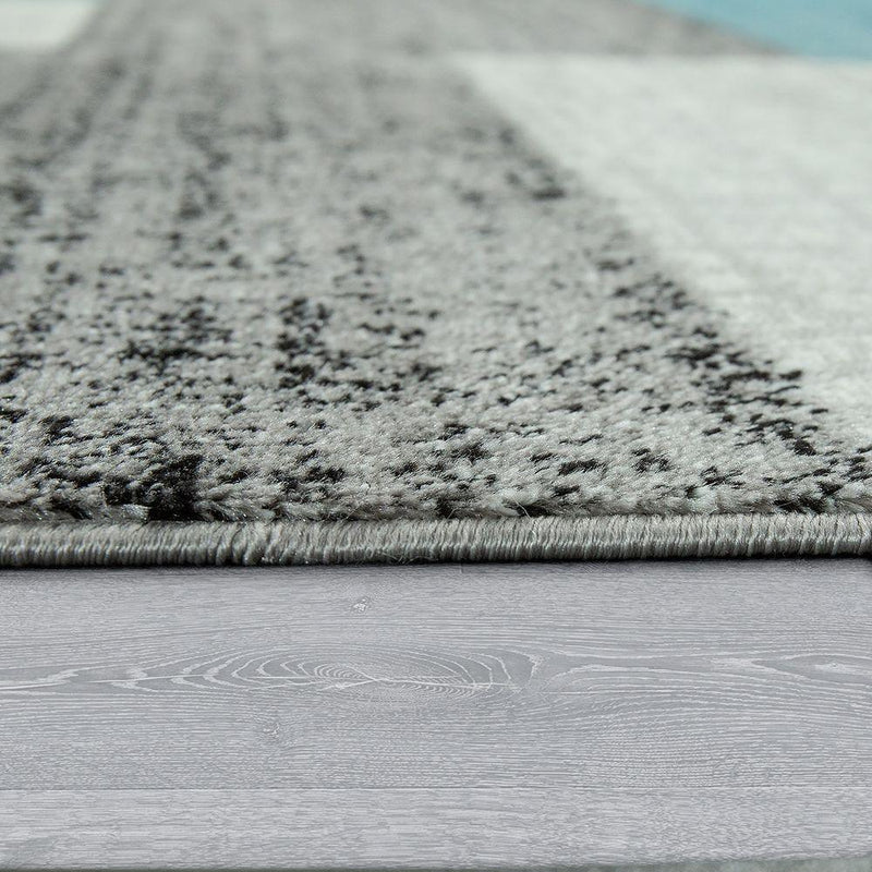 Designer Rug Sinai Checkered Pattern - Light Blue Grey