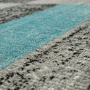 Designer Rug Sinai Checkered Pattern - Light Blue Grey
