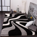 Designer Area Rug with Contour Cut and Modern Wave Pattern