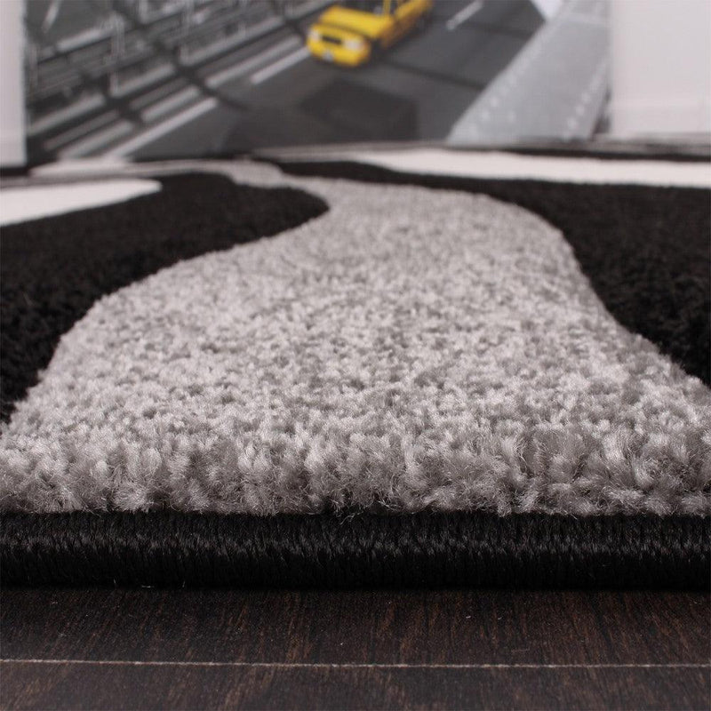 Designer Area Rug with Contour Cut and Modern Wave Pattern