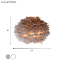 GobekUsa Designer Half Globe Wall Sconce with Feather Accent, White/Grey Finish