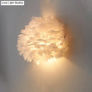 GobekUsa Designer Half Globe Wall Sconce with Feather Accent, White/Grey Finish