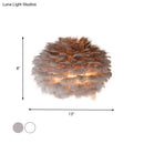 GobekUsa Designer Half Globe Wall Sconce with Feather Accent, White/Grey Finish