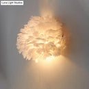 GobekUsa Designer Half Globe Wall Sconce with Feather Accent, White/Grey Finish