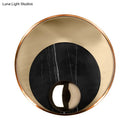 GobekUsa Designer Marble LED Flush Mount Wall Sconce in Black/White/Gold with Peacock Tail Feather Accent - Ideal for Living Rooms