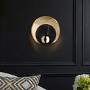 GobekUsa Designer Marble LED Flush Mount Wall Sconce in Black/White/Gold with Peacock Tail Feather Accent - Ideal for Living Rooms