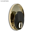 GobekUsa Designer Marble LED Flush Mount Wall Sconce in Black/White/Gold with Peacock Tail Feather Accent - Ideal for Living Rooms