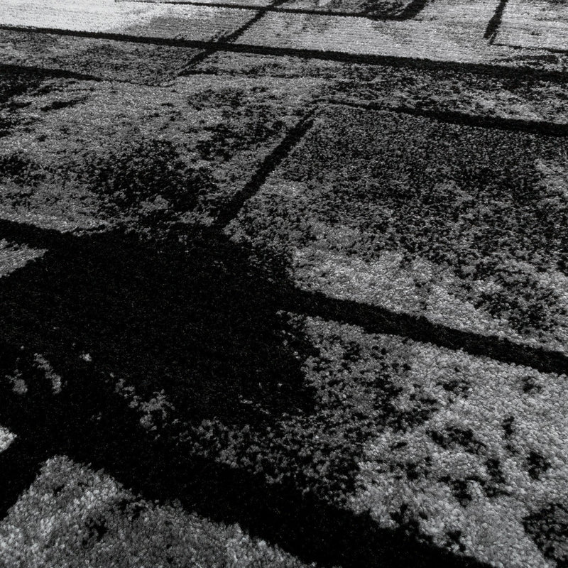 Black White Area Rug Montreal Abstract Paint Effect